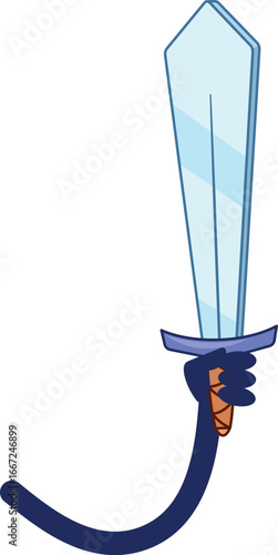 Hand holding sword for attack