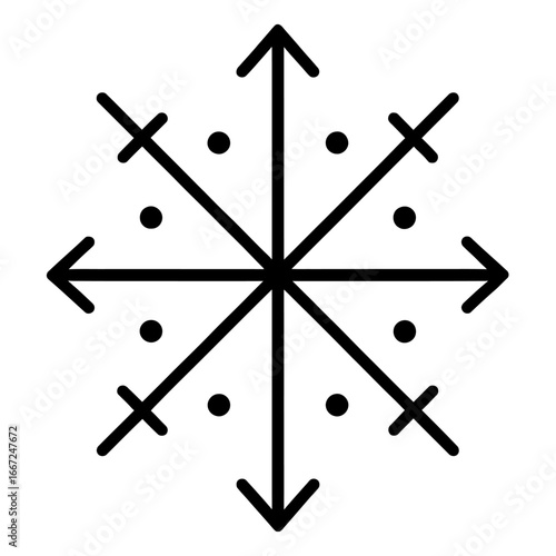 A magical-looking compass with arrows pointing in multiple directions, a symbol of guidance and travel.