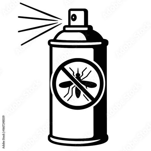 Insect Repellent Spray Can with Forbidden Mosquito Symbol