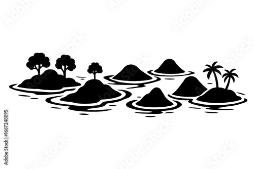 Group of Islands in the Sea for Travel, Vacation, and Nature-Themed Designs