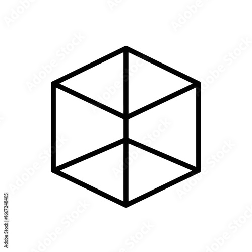 Abstract Vector Icon of a 3D Cube Outline Design  