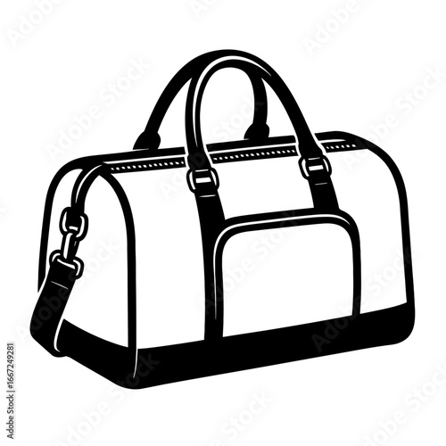 A classic vector illustration of a duffel bag, perfect for designs related to sports, gym, travel, and leisure activities.