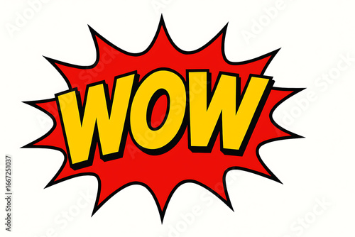 Retro pop art WOW comic book sound effect illustration.