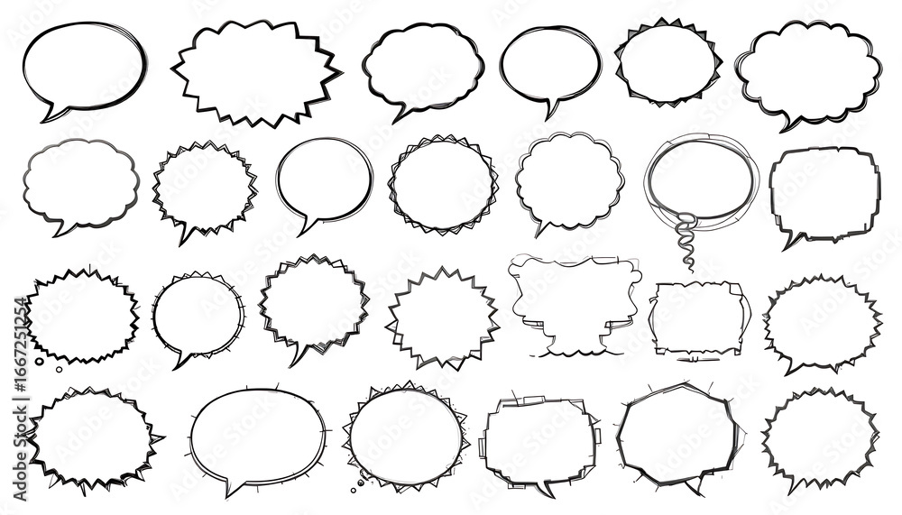 Fototapeta premium Set of HandDrawn Sketchy Speech Bubbles.