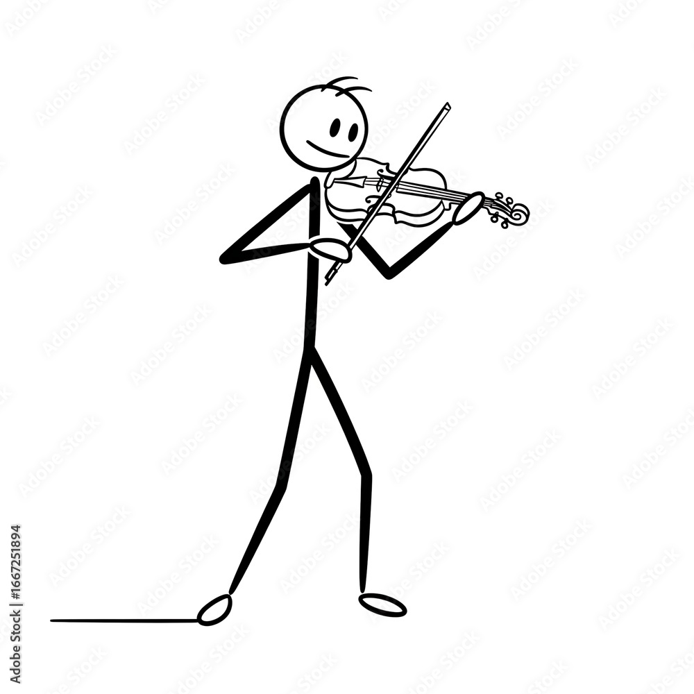 Obraz premium A simple stick figure plays a violin. 