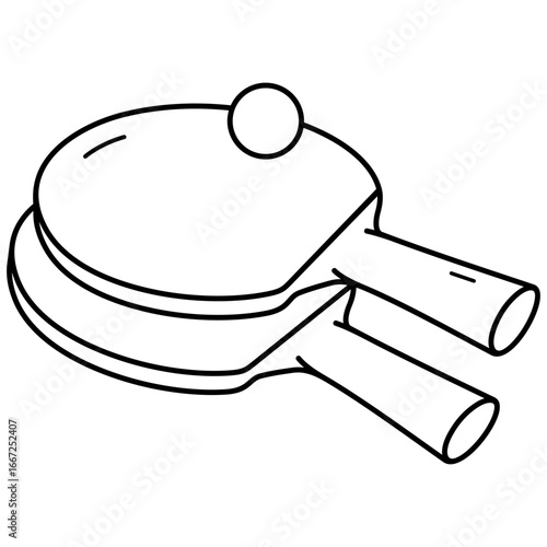 Table tennis rackets. Vector outline icon.