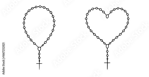Two vector drawings of rosary chain