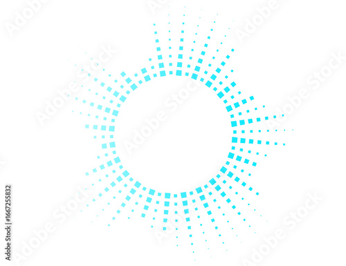 Radial sound wave with dotted neon equalizer bars. Vibrant vector design for audio, music, or voice recognition themes