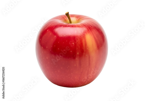 A vibrant red , brightly lit against a pure black background, showcasing its glossy texture and subtle stripes.