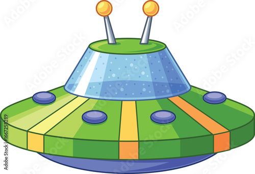 Cute flying saucer vector illustration