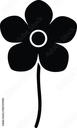 Illustrator Vector Simple five petal flower floral silhouette