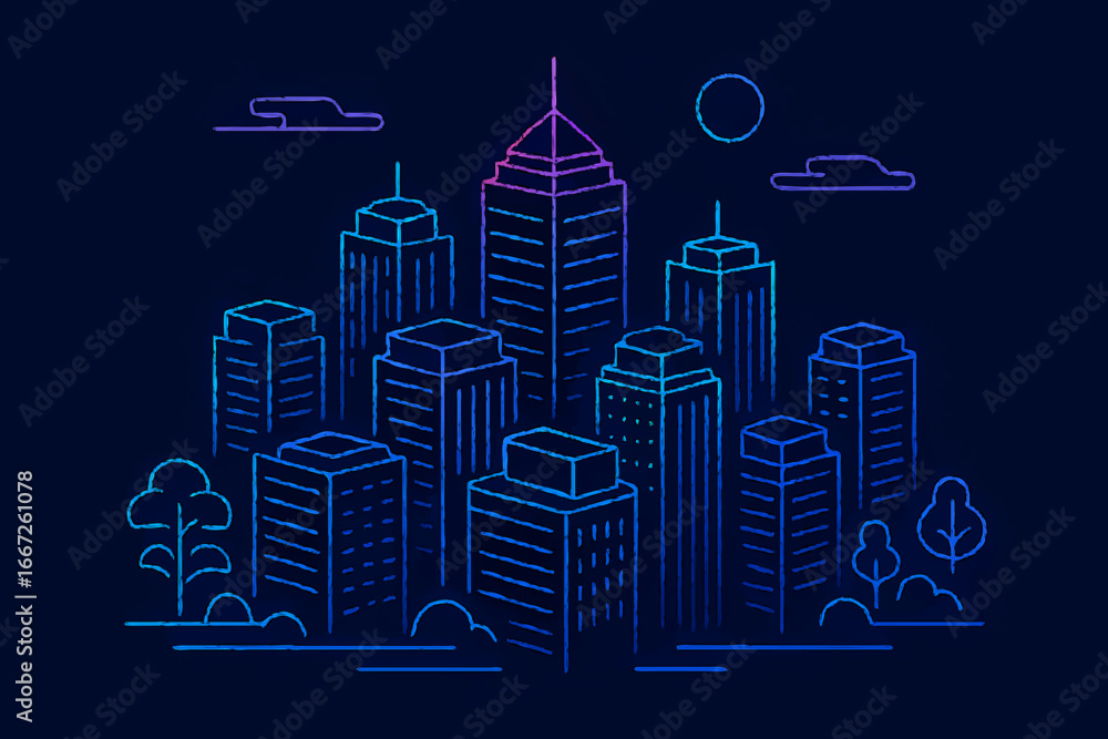 Fototapeta premium night city skyline