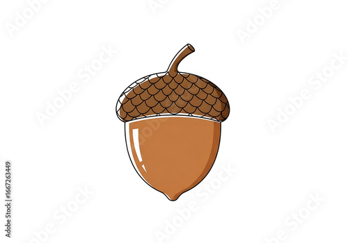 A simple, stylized illustration of an acorn against a black background.