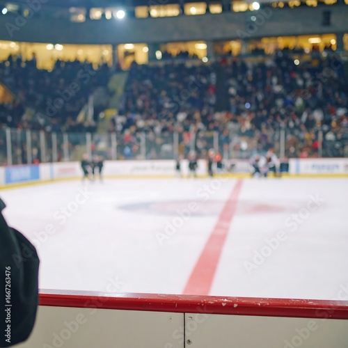 Hockey game in arena, spectators