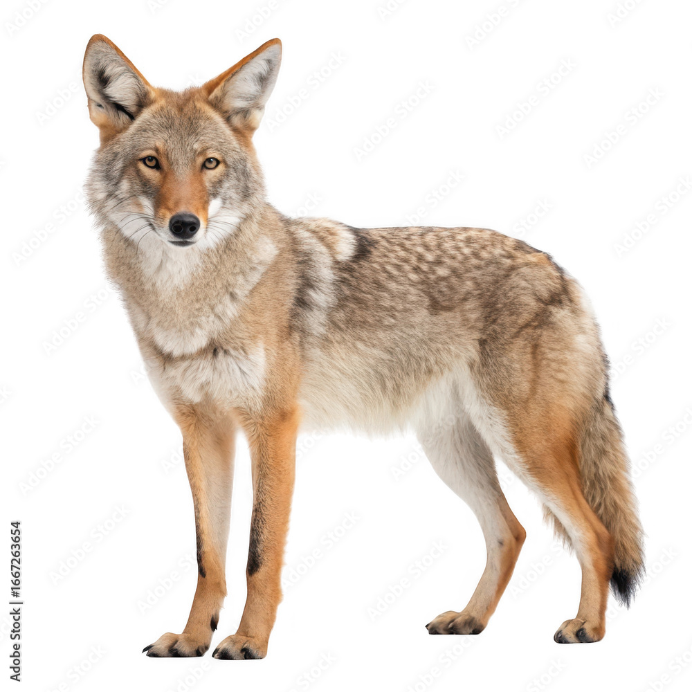 Obraz premium Coyote standing isolated on transparent background