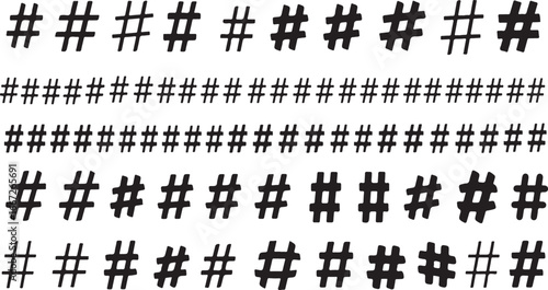 Multiple hashtag symbols arranged in rows demonstrating graphic design elements