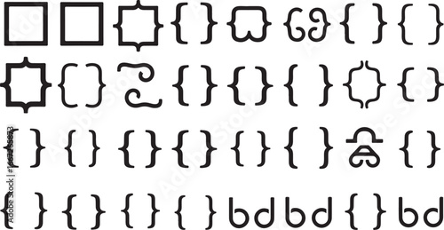 Diverse typographic brackets and symbols collection organized in rows