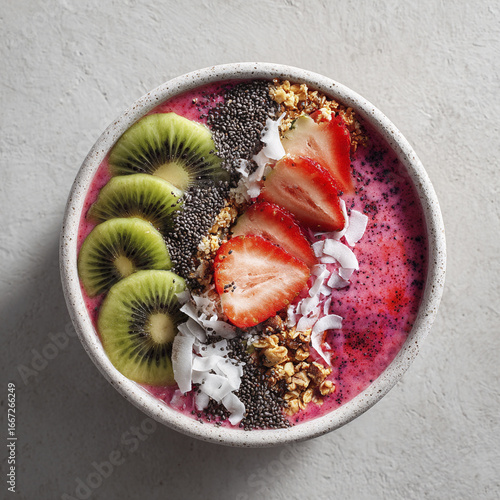 Healthy smoothie bowl with fresh fruits and granola