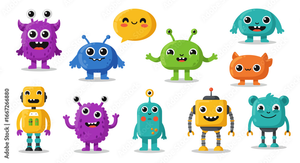 Obraz premium Vector Cartoon Collection Illustration of Random Characters and Objects