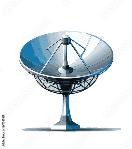 "Photorealistic 3D Render of a Futuristic Satellite Dish with Metallic Reflective Surface"