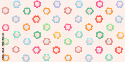 vintage colorful pastel floral seamless pattern. cute minimal emboss flower background. wallpaper for baby or child.