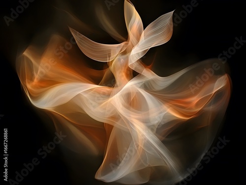 Abstract Whirling Dervish Dance, Fluid Brown Gold Swirls, Motion Energy Artwork