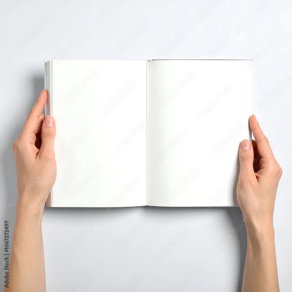 Obraz premium Blank open book held by hands