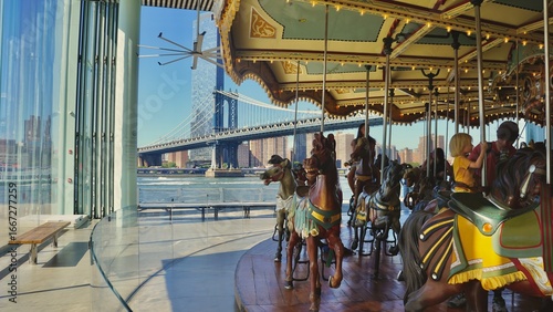 Canvas Print carousel in the park