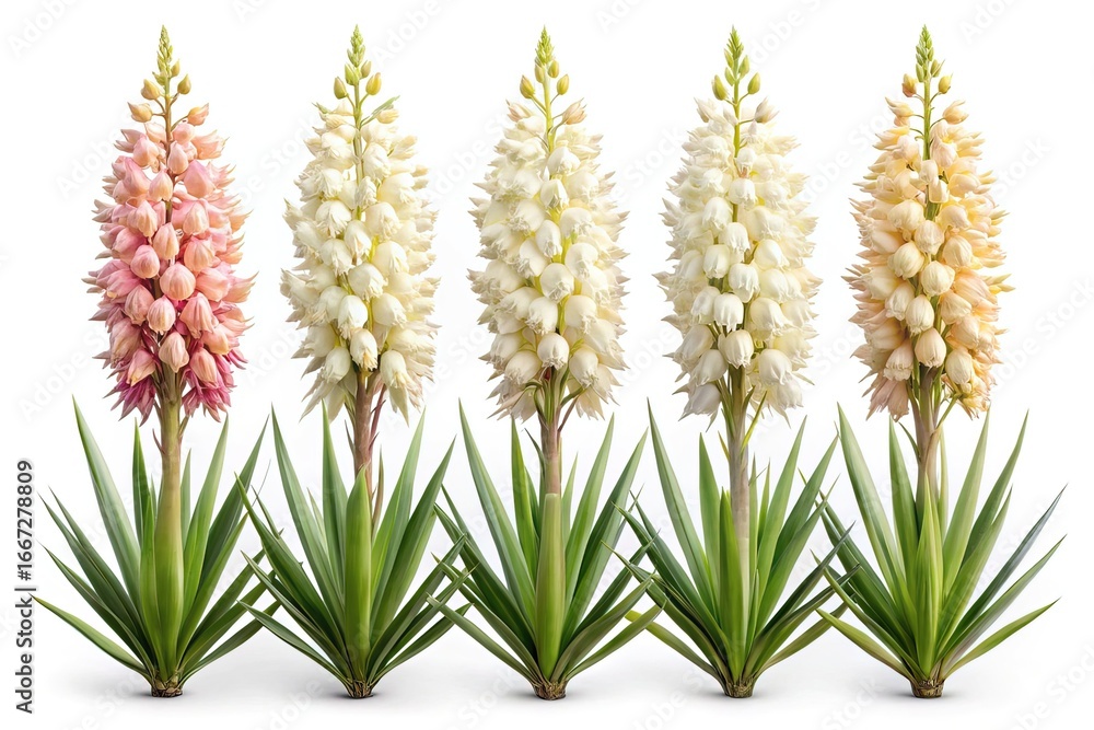 custom made wallpaper toronto digitalFive Yucca Flowers in a Row with Pink, White, and Yellow Petals