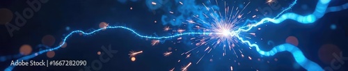 Glowing Blue Electrical Wires Sparks Fly, Showcasing the Raw Power of Electricity