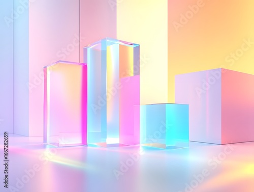 Pastel Rainbow Glass Blocks Minimalist Product Display