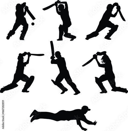Fotografie Cricket batsman drive illustrator eps