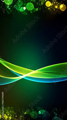 Abstract glowing waves on dark background