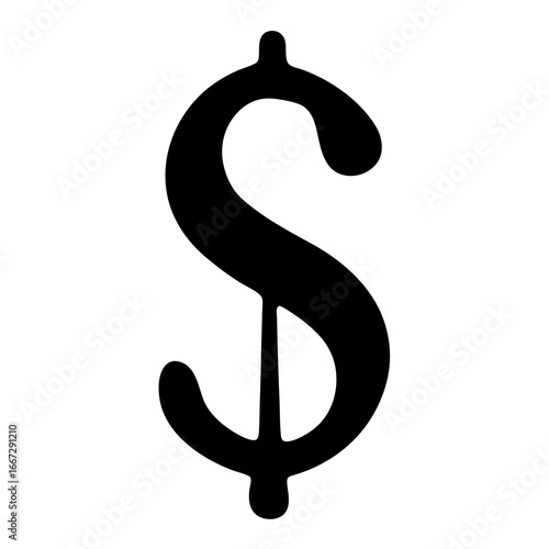 Dollar Sign Icon, representing financial wealth and economic stability in black
