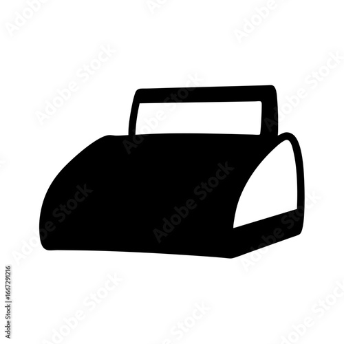 Simple black and white silhouette of a vintage cash register or till