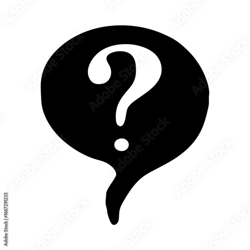 Abstract black and white question mark inside a speech bubble design