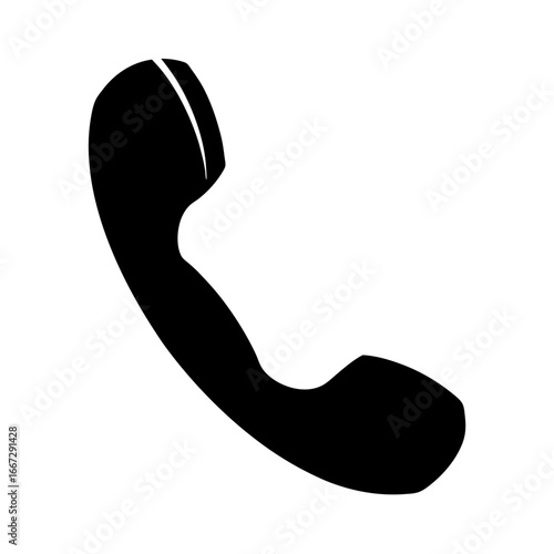 Black silhouette of a classic telephone handset isolated on white background