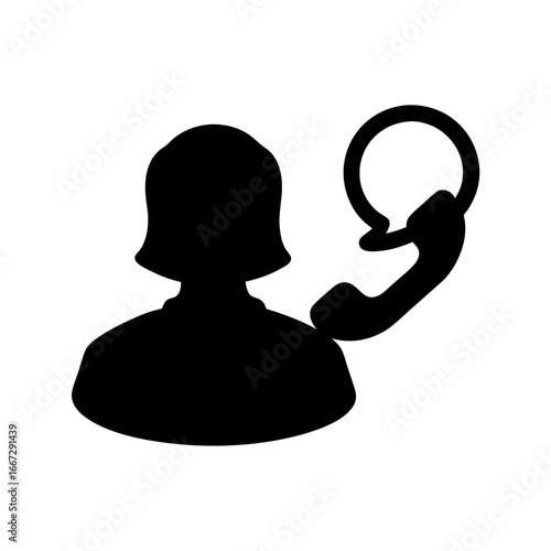 Customer service representative answers the phone in an illustration style icon