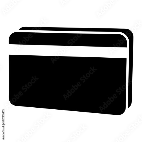 Two black payment cards with white stripes and rounded corners illustration