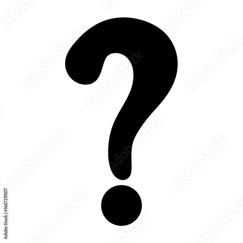 A bold black question mark on a white background symbolizing uncertainty