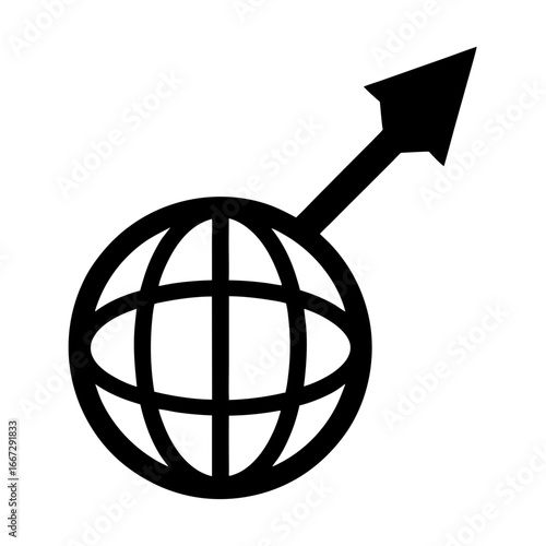 Global growth and expansion represented by an arrow piercing a globe symbol