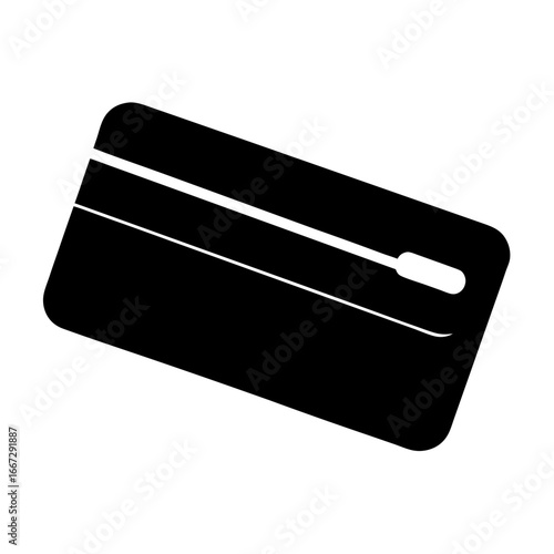 Isolated minimalistic black credit card illustration on white background for payment concept