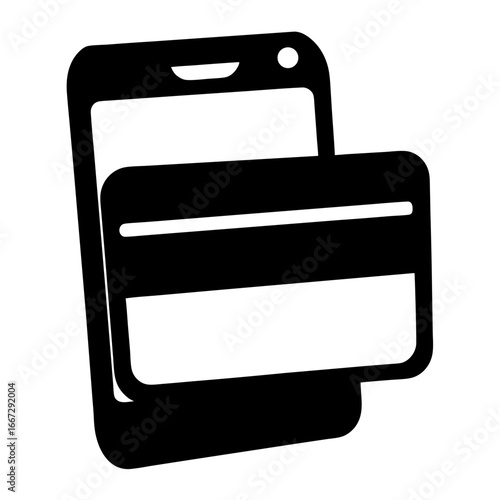 Mobile payment vector icon, contactless payment with smartphone and credit card