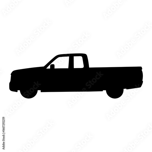 Simple and clean black silhouette of an extended cab pickup truck