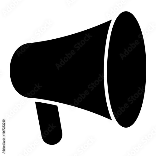 Black silhouette of a megaphone representing voice and broadcasting communication to the world