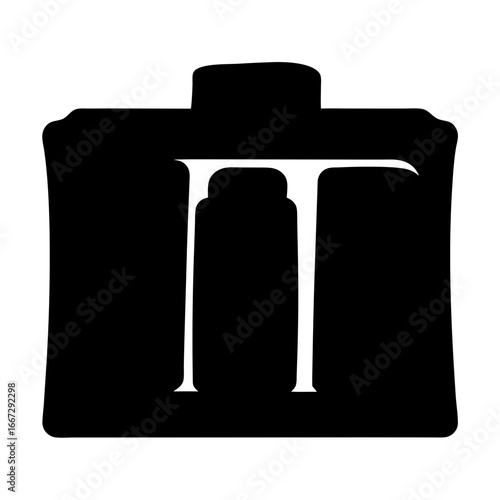Abstract illustration of an art deco letter T in negative space