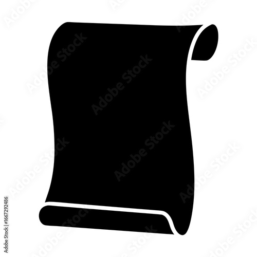 Black Silhouette of an Ancient Scroll or Parchment with Rolled Edges