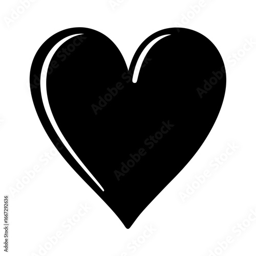Stylized black heart with white highlight representing love and emotion well