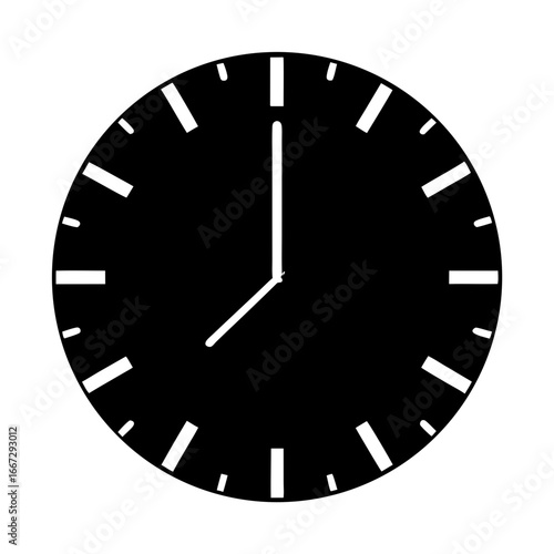 A Black and White Clock Face Showing Seven O'Clock Sharp Time