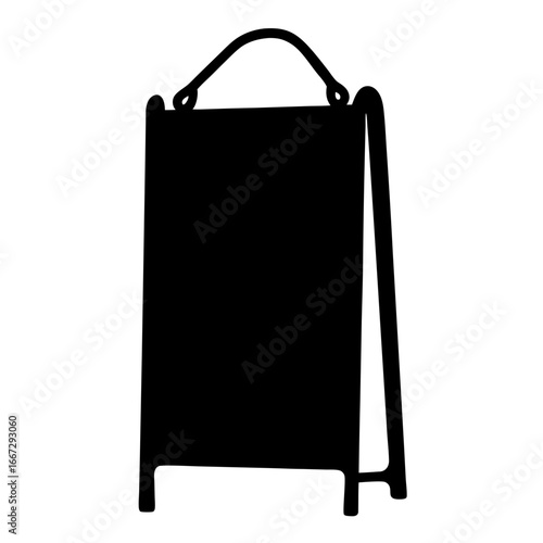 Black chalkboard Aframe sign, blank and waiting for creative message to add